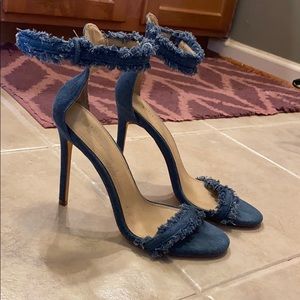 Blue denim Opened toed stilettos